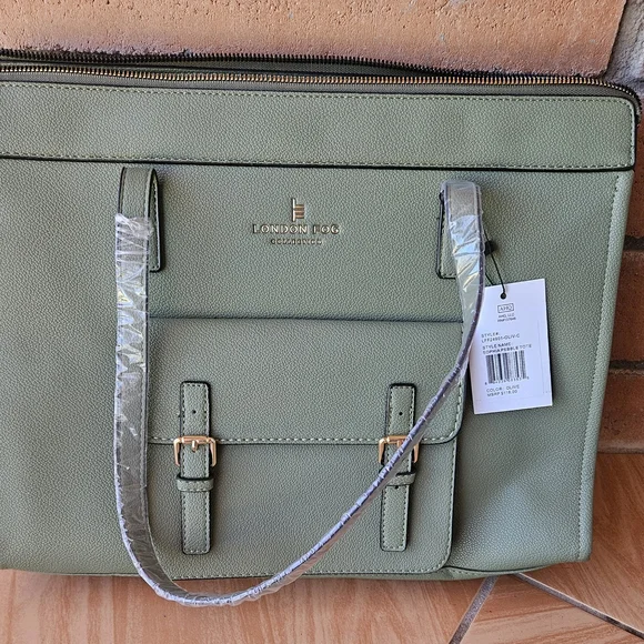 NWT London Fog Sophia Pebble Tote Olive Green 100th Anniversary - Picture 2 of 10